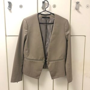 Zara vegan leather women's crop zipper blazer